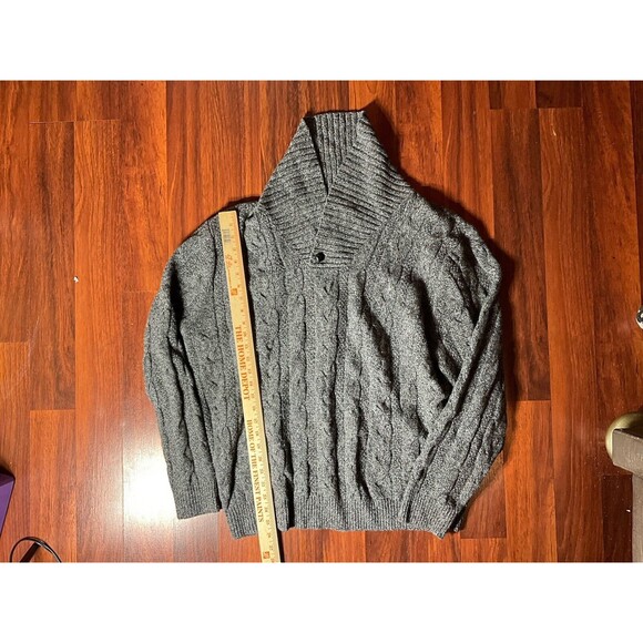 Jos. A. Bank Grey Knit LongSleeve Sweater Shawl Collar Fisherman Executive XL - Picture 1 of 8